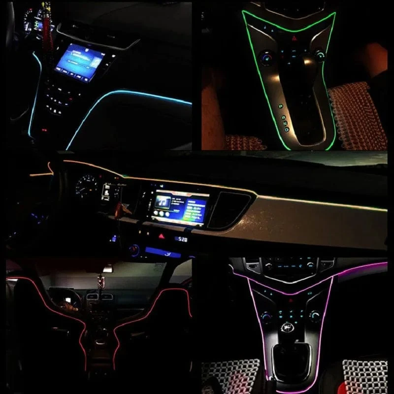 Auto LED Streifen EL Draht Seil Rohr USB Schalter Zigarette Auto Umgebungs Licht Neon Licht Girlande Dekoration Flexible Led Rohr Auto Led