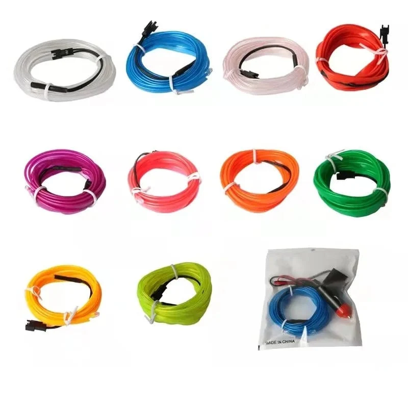 Auto LED Streifen EL Draht Seil Rohr USB Schalter Zigarette Auto Umgebungs Licht Neon Licht Girlande Dekoration Flexible Led Rohr Auto Led