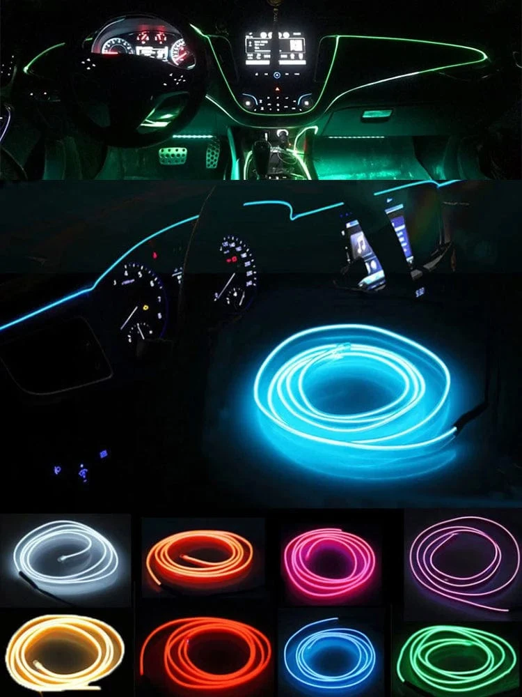 Auto LED Streifen EL Draht Seil Rohr USB Schalter Zigarette Auto Umgebungs Licht Neon Licht Girlande Dekoration Flexible Led Rohr Auto Led