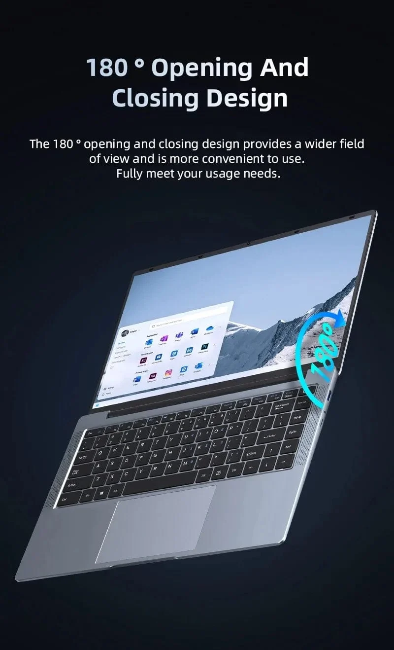 2024 Neuer Laptop-Computer Windows 11 Pro Ultra Slim Notebook 14.1 Zoll Intel Pentium N3700 16GB 1024GB Büro-Studien-PC-Computer