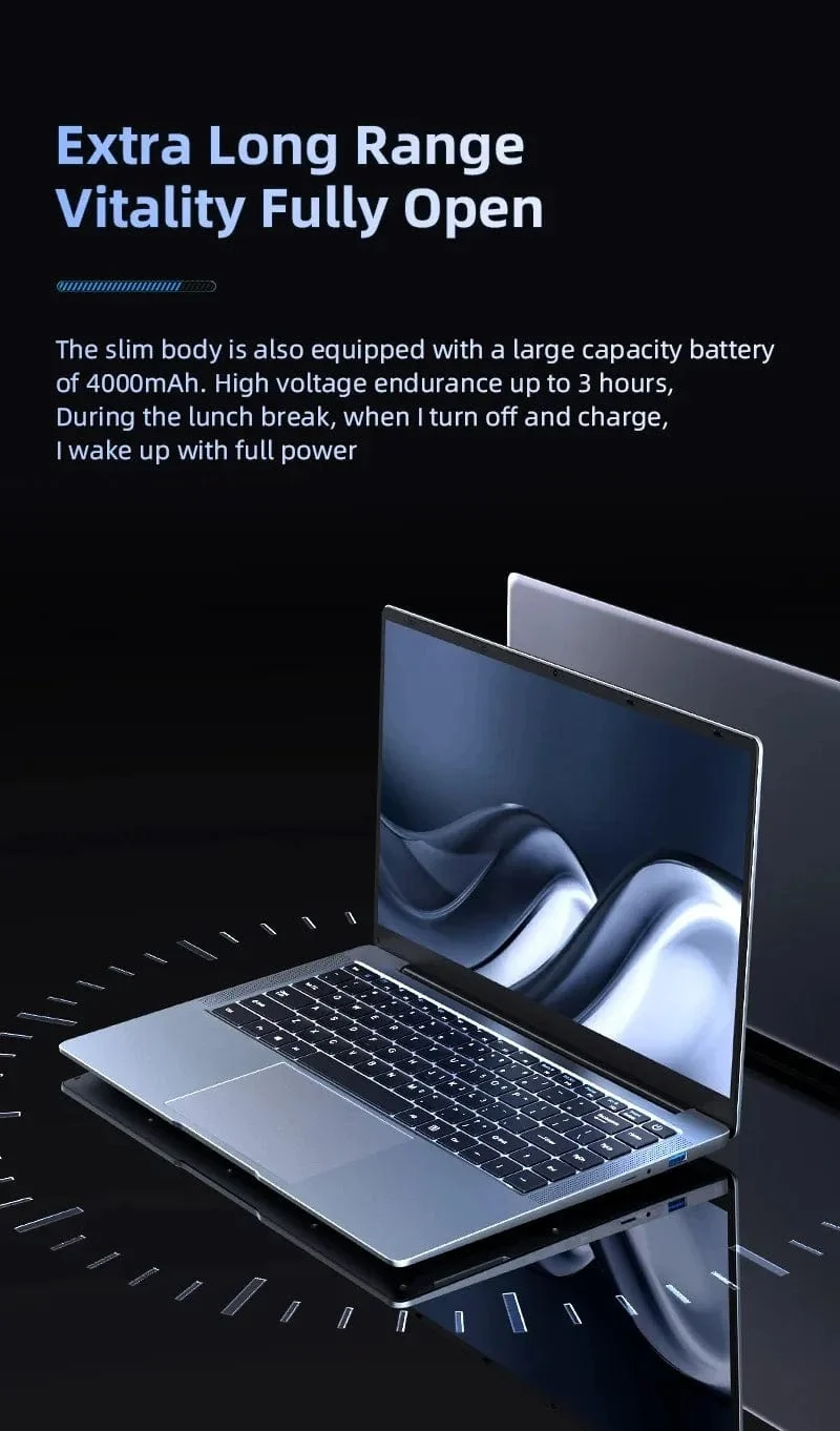 2024 Neuer Laptop-Computer Windows 11 Pro Ultra Slim Notebook 14.1 Zoll Intel Pentium N3700 16GB 1024GB Büro-Studien-PC-Computer