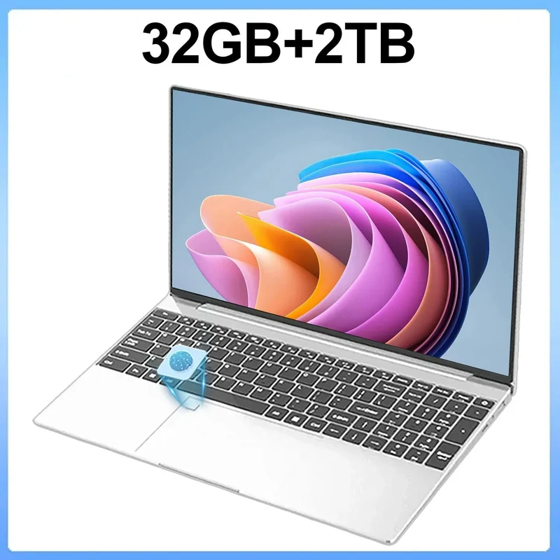 15.6 Zoll Laptop 32GB Ram 2TB SSD Windows 11 Notebook PC Gamer Intel N5095 Bürocomputer mit hintergrundbeleuchteter Fingerabdruck-WLAN-Kamera