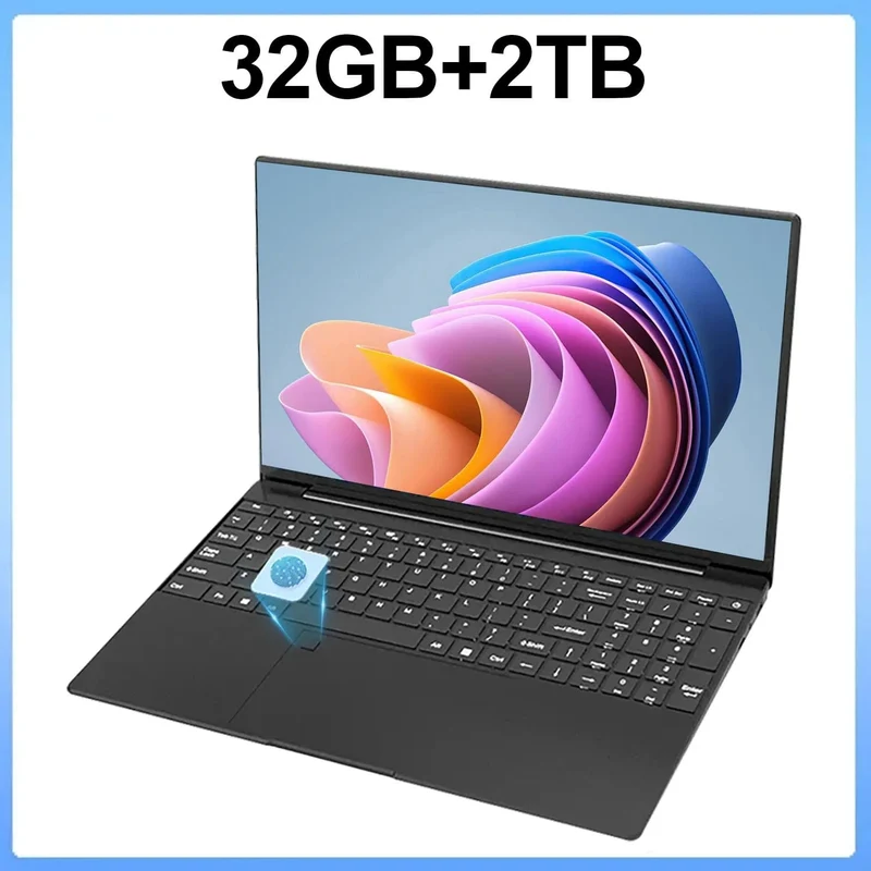 15.6 Zoll Laptop 32GB Ram 2TB SSD Windows 11 Notebook PC Gamer Intel N5095 Bürocomputer mit hintergrundbeleuchteter Fingerabdruck-WLAN-Kamera