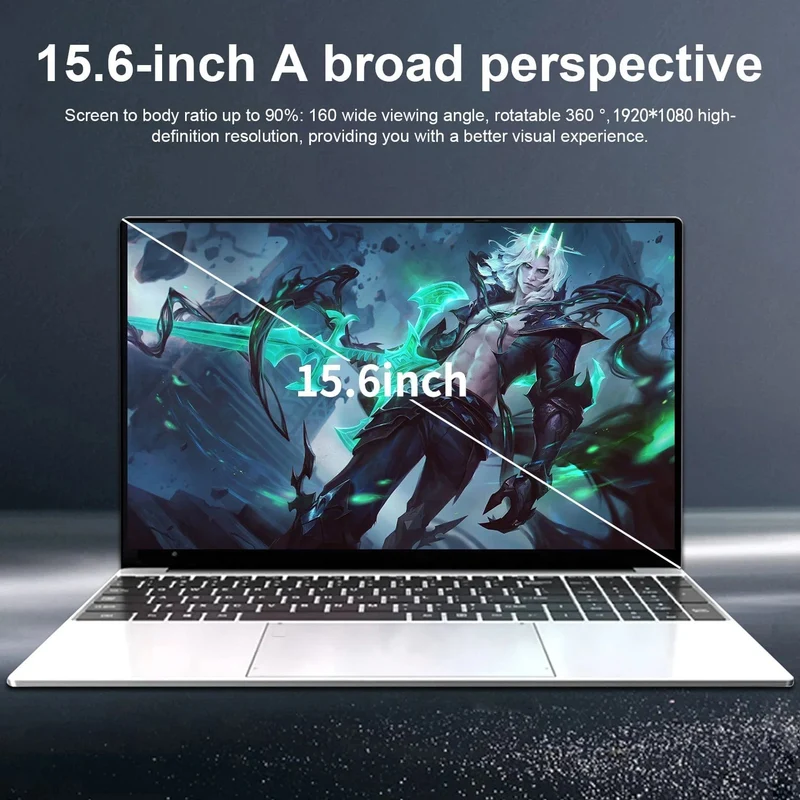 15.6 Zoll Laptop 32GB Ram 2TB SSD Windows 11 Notebook PC Gamer Intel N5095 Bürocomputer mit hintergrundbeleuchteter Fingerabdruck-WLAN-Kamera