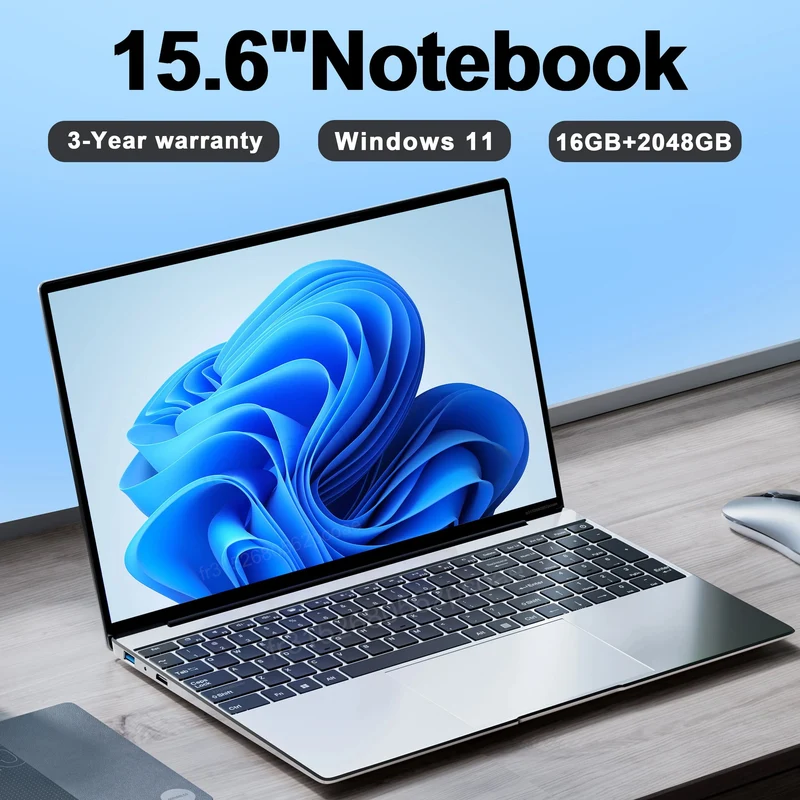 15.6-Zoll-Ultra-Slim-Laptop, 16 GB RAM, 2 TB SSD, Intel N3700, Notebook, Gamer, 1920 x 1080 Display, Büro-/Studiencomputer, PC, Windows 11 Pro