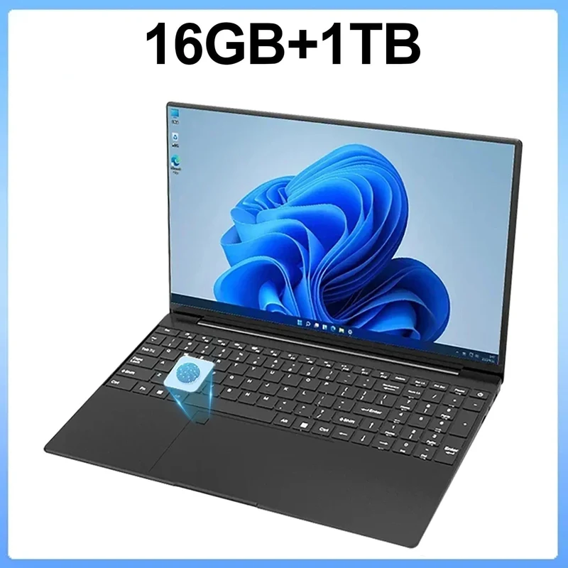 15.6 Zoll Laptop 32GB Ram 2TB SSD Windows 11 Notebook PC Gamer N5095 Bürocomputer mit hintergrundbeleuchteter Fingerabdruck-WLAN-Kamera