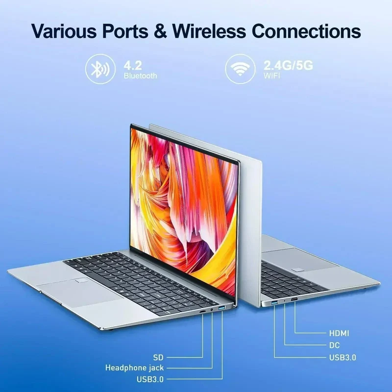 Tragbarer Laptop 15.6 Zoll 32 GB RAM DDR4 2 TB SSD Windows 11 Notebook PC Gamer Intel N5095 Bürocomputer mit Fingerabdrucksensor mit Hintergrundbeleuchtung