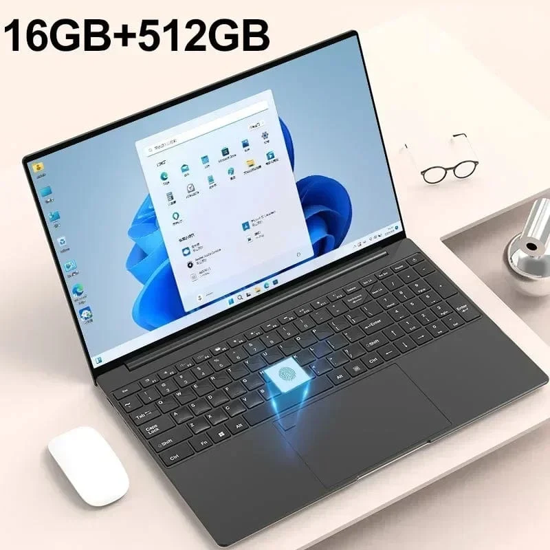 Tragbarer Laptop 15.6 Zoll 32 GB RAM DDR4 2 TB SSD Windows 11 Notebook PC Gamer Intel N5095 Bürocomputer mit Fingerabdrucksensor mit Hintergrundbeleuchtung