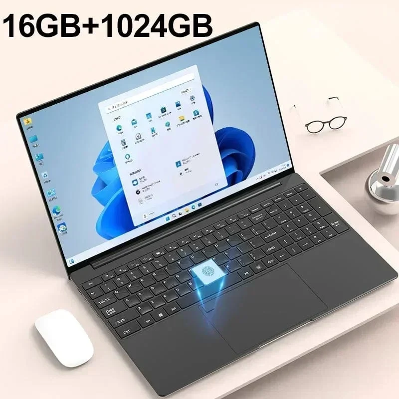 Tragbarer Laptop 15.6 Zoll 32 GB RAM DDR4 2 TB SSD Windows 11 Notebook PC Gamer Intel N5095 Bürocomputer mit Fingerabdrucksensor mit Hintergrundbeleuchtung