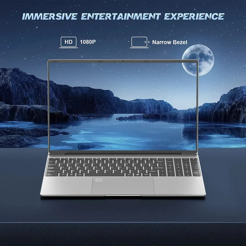 Tragbarer Laptop 15.6 Zoll 32 GB RAM DDR4 2 TB SSD Windows 11 Notebook PC Gamer Intel N5095 Bürocomputer mit Fingerabdrucksensor mit Hintergrundbeleuchtung