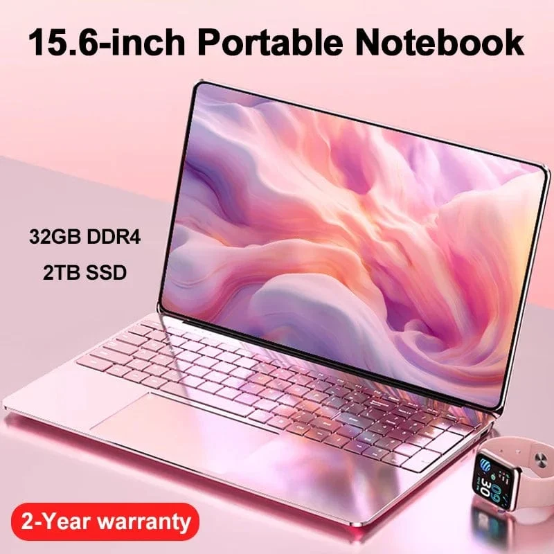 Tragbarer 15.6-Zoll-Laptop 32 GB RAM DDR4 2 TB SSD Windows 11 Notebook-PC Gamer Intel N5095 Bürocomputer mit Fingerabdrucksensor mit Hintergrundbeleuchtung