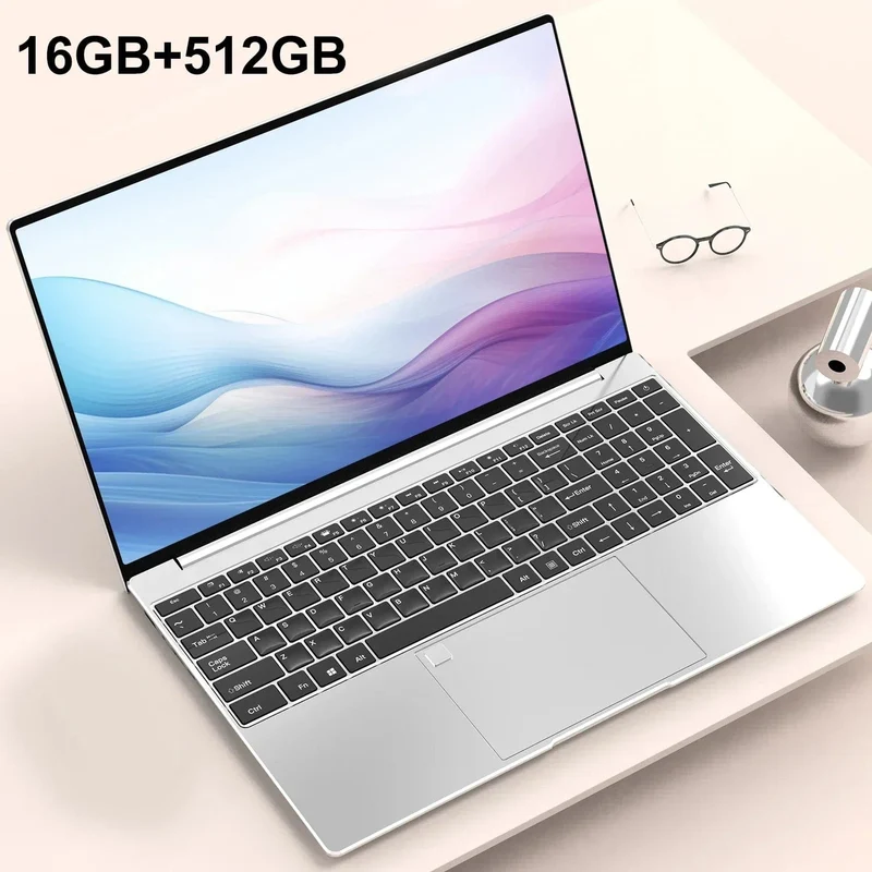 Tragbarer 15.6-Zoll-Laptop 32 GB RAM DDR4 2 TB SSD Windows 11 Notebook-PC Gamer Intel N5095 Bürocomputer mit Fingerabdrucksensor mit Hintergrundbeleuchtung