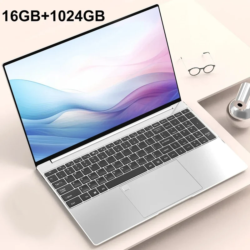 Tragbarer 15.6-Zoll-Laptop 32 GB RAM DDR4 2 TB SSD Windows 11 Notebook-PC Gamer Intel N5095 Bürocomputer mit Fingerabdrucksensor mit Hintergrundbeleuchtung
