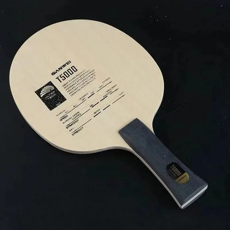 Original Sanwei T5000 Tischtennis-Klinge 5 Holz 2 Carbon Entry Intermediate Ping Pong Klinge für Loop Drive mit schnellen Angriff