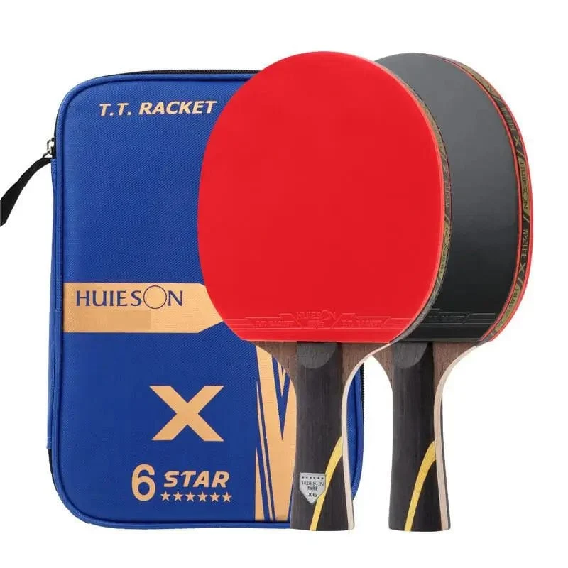 HUIESON 6 Sterne 2-teiliges Carbon-Tischtennis-Set Super leistungsstarker Ping-Pong-Schläger für das Training im Club für Erwachsene Neu aufgerüstet