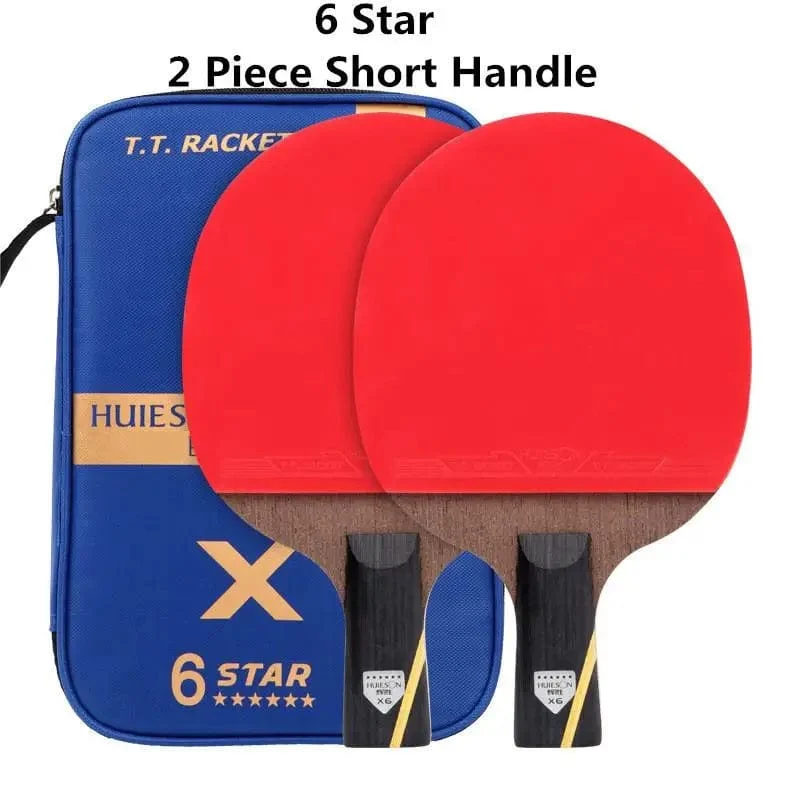 HUIESON 6 Sterne 2-teiliges Carbon-Tischtennis-Set Super leistungsstarker Ping-Pong-Schläger für das Training im Club für Erwachsene Neu aufgerüstet