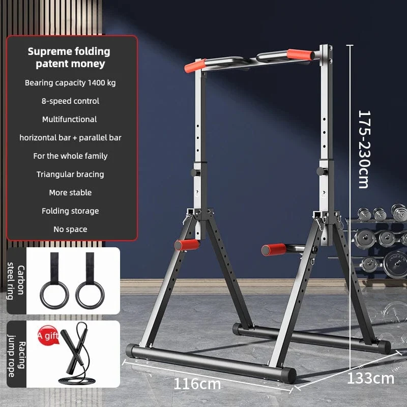 Horizontale Stange, für den Innenbereich, für den Haushalt, ohne Stanzen, für hängende Stange, Boden, zusammenklappbar, Einzel- und Parallelstange, Familien-Fitness