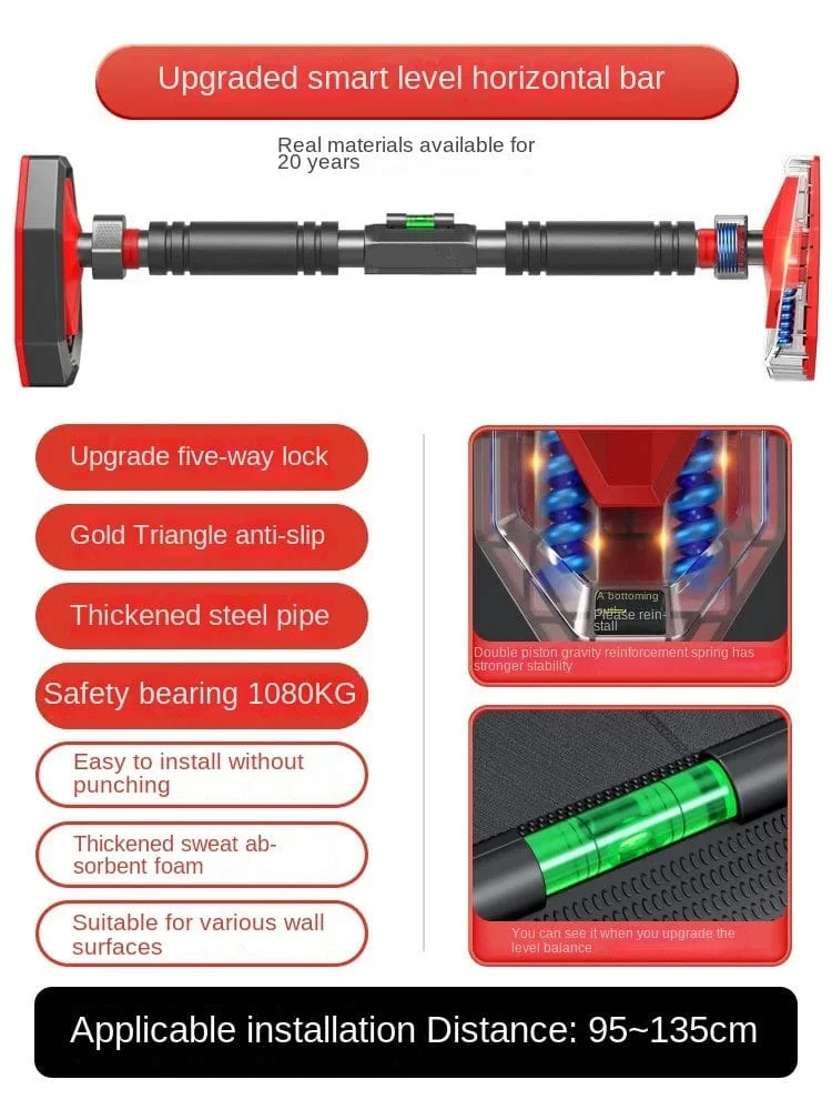 2023 neue Anti Drop Indoor Horizontal Bar Hause Kein Stanzen Wand-montiert Pull Up Bar Korridor Fitness Horizontal Bar