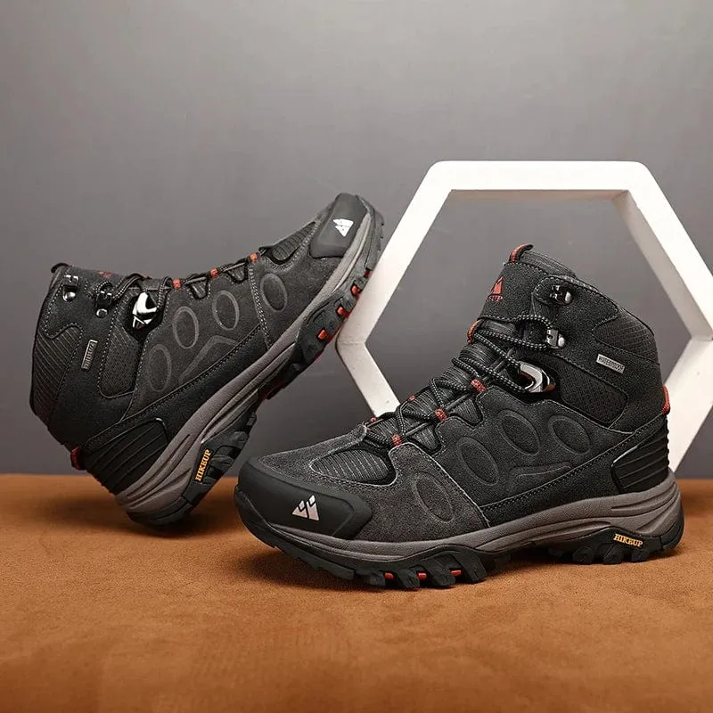 HIKEUP High-Top Herren Wanderstiefel Winter Outdoor Schuhe Schnüren Rutschfeste Sport Casual Trekkingstiefel Mann Wildleder Warme Schuhe