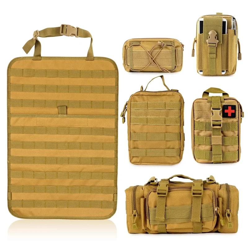 Molle-Autositz-Rücken-Organizer, taktischer Sitz-Rücken-Organizer mit 5 Molle-Taschen, universeller Fahrzeug-Panel-Organizer, Aufbewahrungstasche