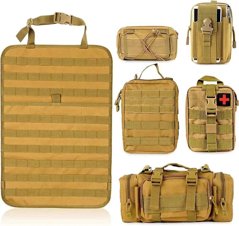 Molle-Autositz-Rücken-Organizer, taktischer Sitz-Rücken-Organizer mit 5 Molle-Taschen, universeller Fahrzeug-Panel-Organizer, Aufbewahrungstasche