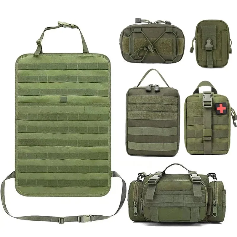 Molle-Autositz-Rücken-Organizer, taktischer Sitz-Rücken-Organizer mit 5 Molle-Taschen, universeller Fahrzeug-Panel-Organizer, Aufbewahrungstasche