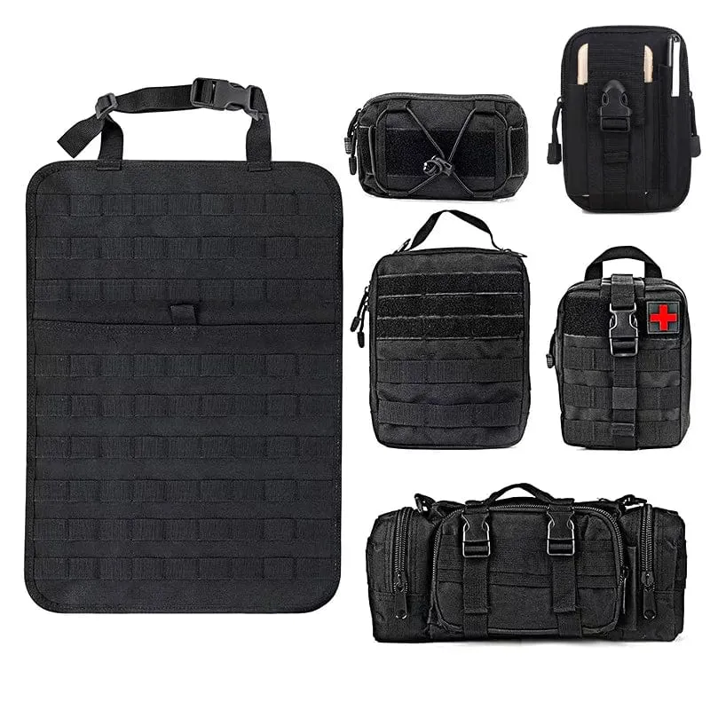 Molle-Autositz-Rücken-Organizer, taktischer Sitz-Rücken-Organizer mit 5 Molle-Taschen, universeller Fahrzeug-Panel-Organizer, Aufbewahrungstasche