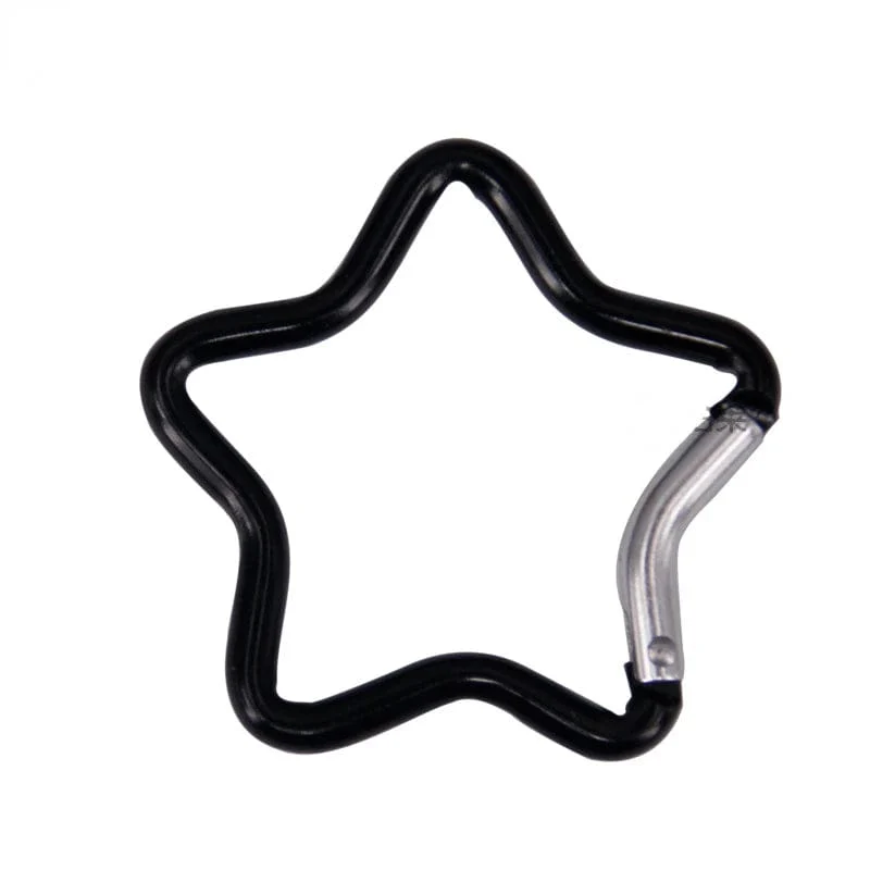 1 Stück fünfzackiger, sternförmiger Aluminium-Karabiner-Schlüsselanhänger-Clip für Outdoor-Camping-Schlüsselring-Haken zum Aufhängen einer Wasserflasche