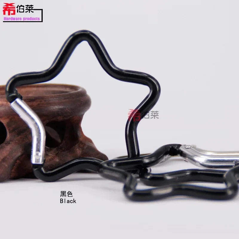 1 Stück fünfzackiger, sternförmiger Aluminium-Karabiner-Schlüsselanhänger-Clip für Outdoor-Camping-Schlüsselring-Haken zum Aufhängen einer Wasserflasche