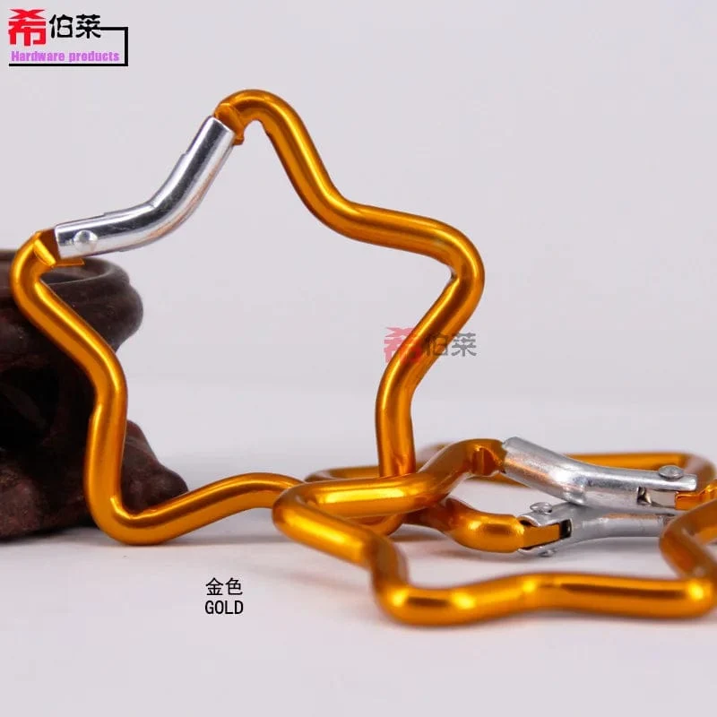 1 Stück fünfzackiger, sternförmiger Aluminium-Karabiner-Schlüsselanhänger-Clip für Outdoor-Camping-Schlüsselring-Haken zum Aufhängen einer Wasserflasche