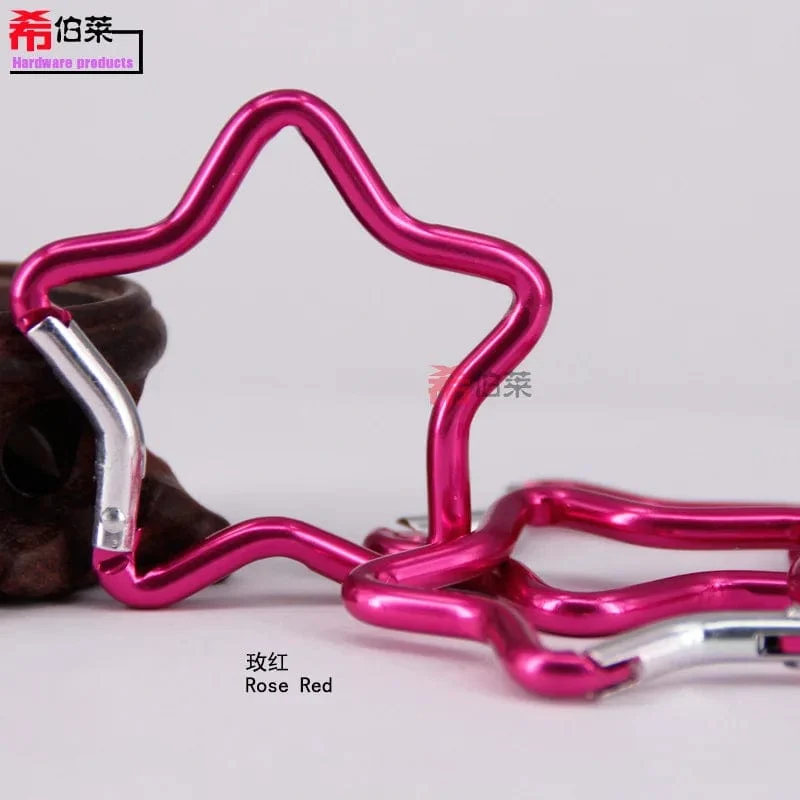 1 Stück fünfzackiger, sternförmiger Aluminium-Karabiner-Schlüsselanhänger-Clip für Outdoor-Camping-Schlüsselring-Haken zum Aufhängen einer Wasserflasche