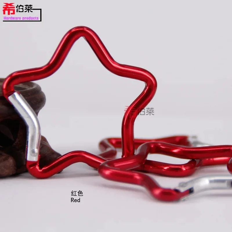1 Stück fünfzackiger, sternförmiger Aluminium-Karabiner-Schlüsselanhänger-Clip für Outdoor-Camping-Schlüsselring-Haken zum Aufhängen einer Wasserflasche