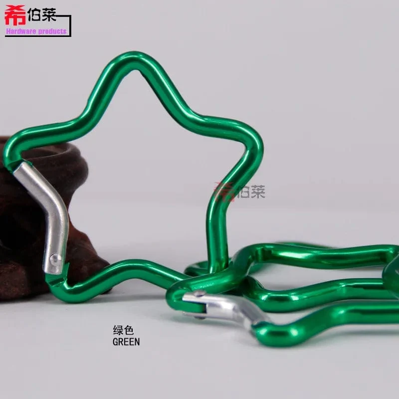 1 Stück fünfzackiger, sternförmiger Aluminium-Karabiner-Schlüsselanhänger-Clip für Outdoor-Camping-Schlüsselring-Haken zum Aufhängen einer Wasserflasche