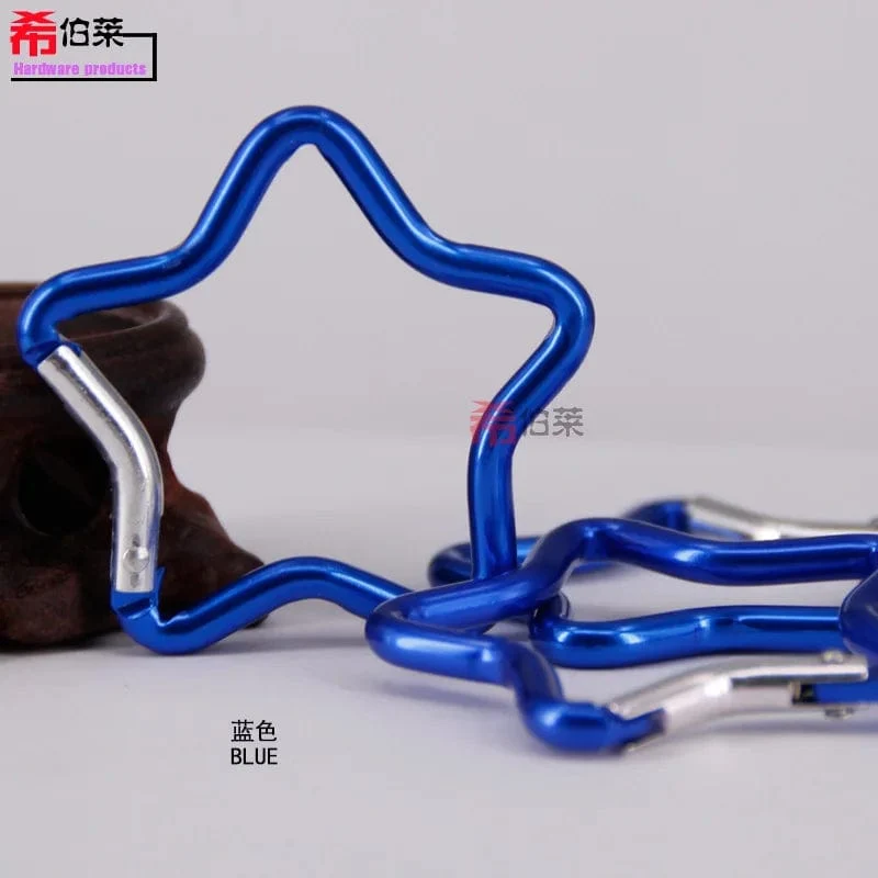 1 Stück fünfzackiger, sternförmiger Aluminium-Karabiner-Schlüsselanhänger-Clip für Outdoor-Camping-Schlüsselring-Haken zum Aufhängen einer Wasserflasche