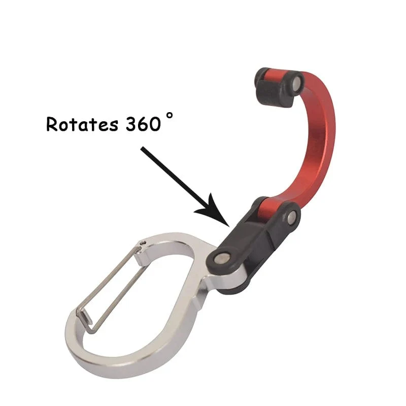 Multifunktionaler Hybrid-Getriebeclip-Karabiner, 360 Grad drehbarer Haken, starke Schnalle, Camping, Wandern, Reiserucksack, Outdoor-Gadget
