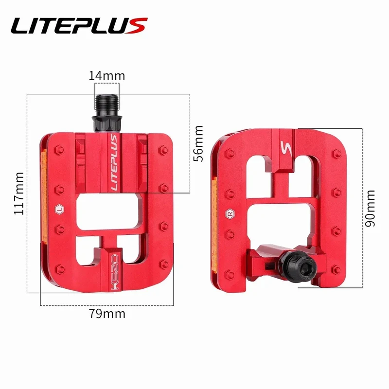 Liteplus Klappbare Fahrradpedale, rutschfeste Vollaluminiumlegierung, schnell faltbare Fahrradpedale, BMX-Fahrrad-Klapppedale, Fahrradteile