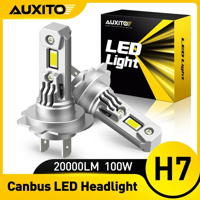 AUXITO 2X Turbo H7 LED Canbus Kein Fehler Scheinwerferlampen mit Lüfter CSP Chip High Power 100W 20000LM H7 LED Auto Scheinwerfer Kopflampe