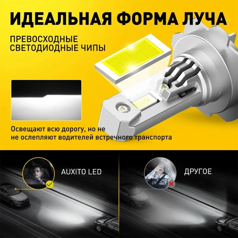 AUXITO 2X Turbo H7 LED Canbus Kein Fehler Scheinwerferlampen mit Lüfter CSP Chip High Power 100W 20000LM H7 LED Auto Scheinwerfer Kopflampe