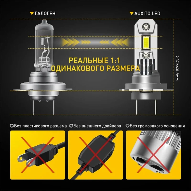 AUXITO 2X Turbo H7 LED Canbus Kein Fehler Scheinwerferlampen mit Lüfter CSP Chip High Power 100W 20000LM H7 LED Auto Scheinwerfer Kopflampe