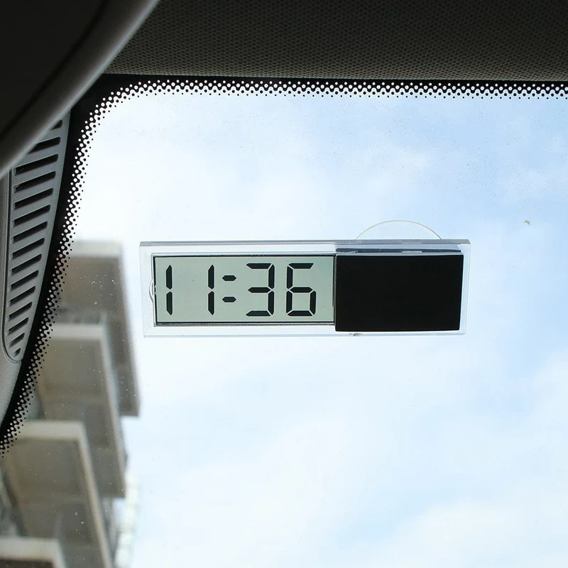 LCD-Display Mini tragbare elektronische Fenster Uhr mit Saugnapf Uhr Auto Innen Ornament Zubehör