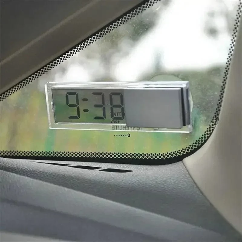 Mini-Digital-Auto-elektronische Uhr, hochwertige, langlebige, transparente LCD-Display-Uhr mit Saugnapf, universelles Dekor