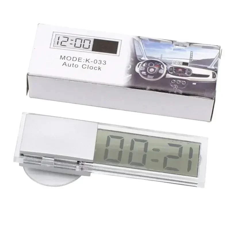 Mini-Digital-Auto-elektronische Uhr, hochwertige, langlebige, transparente LCD-Display-Uhr mit Saugnapf, universelles Dekor