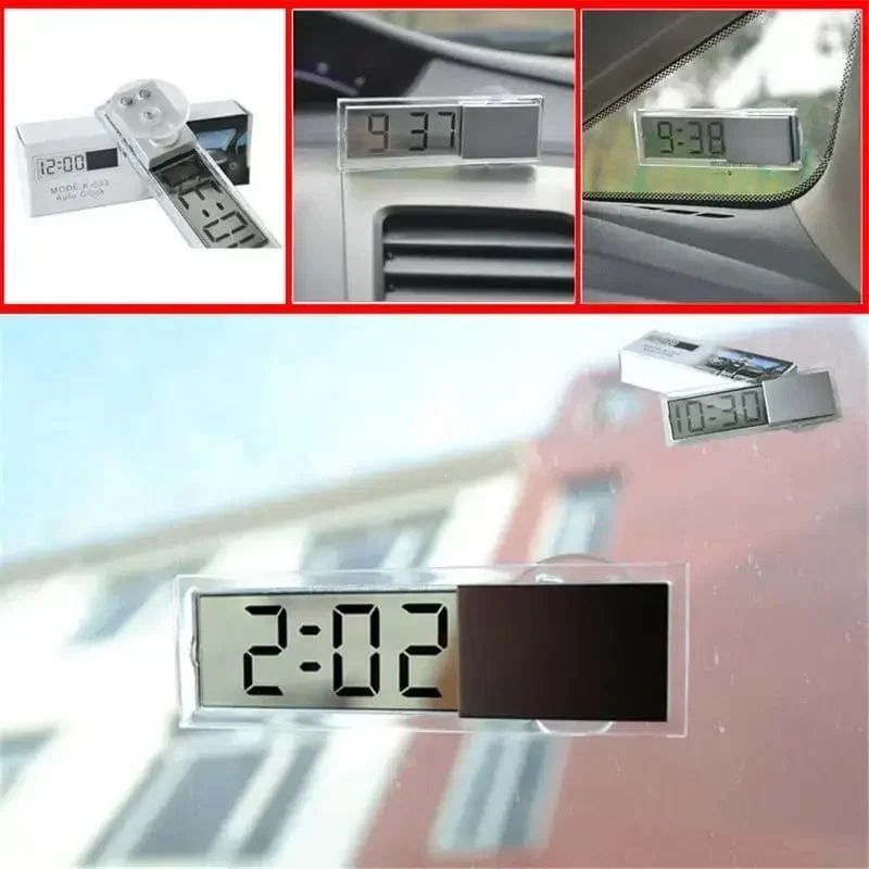 Mini-Digital-Auto-elektronische Uhr, hochwertige, langlebige, transparente LCD-Display-Uhr mit Saugnapf, universelles Dekor