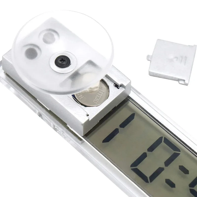 Mini-Digital-Auto-elektronische Uhr, hochwertige, langlebige, transparente LCD-Display-Uhr mit Saugnapf, universelles Dekor