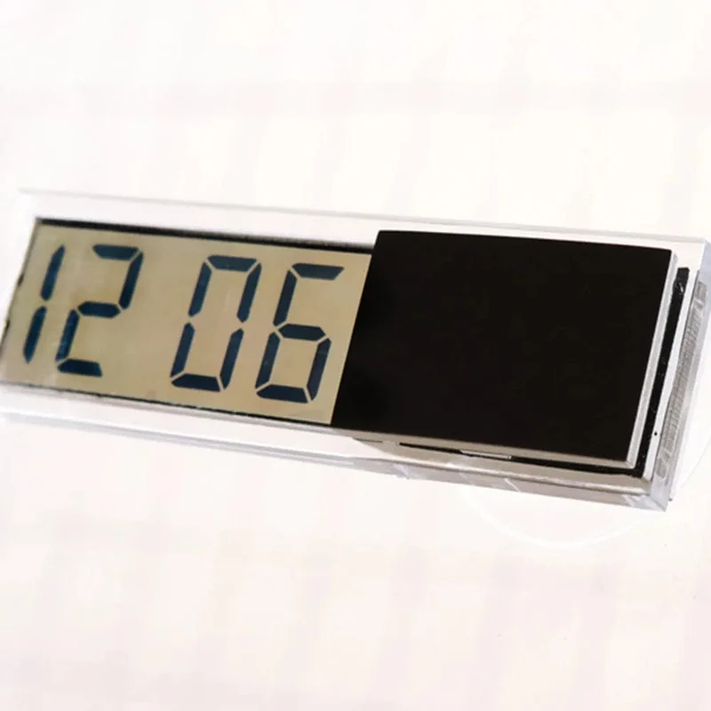 Mini-Digital-Auto-elektronische Uhr, hochwertige, langlebige, transparente LCD-Display-Uhr mit Saugnapf, universelles Dekor