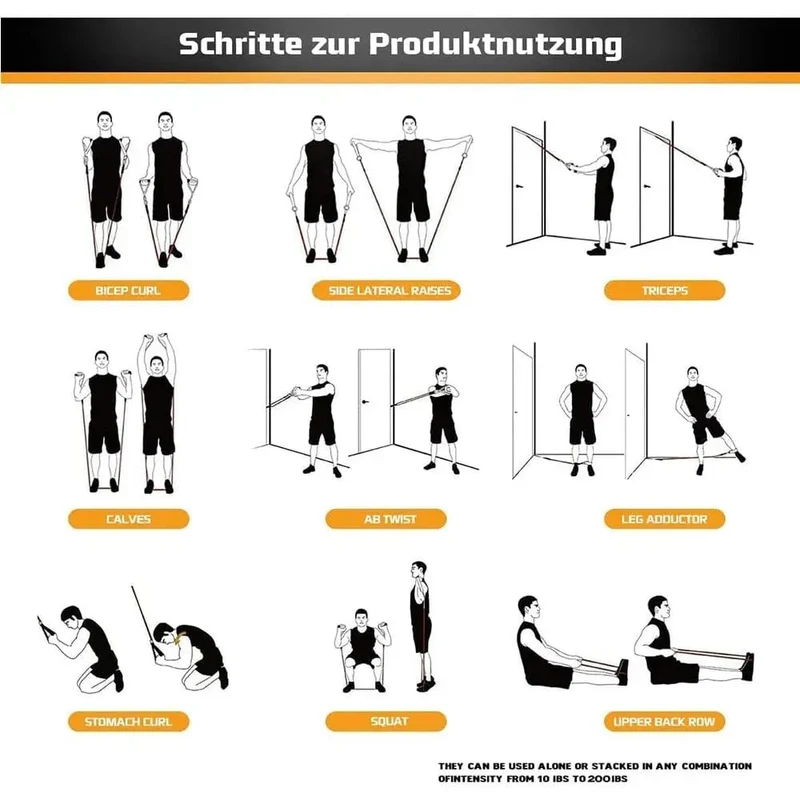 Widerstandsbänder-Set, Zugseil für Männer und Frauen, Workout-Übungsbänder für Fitness, Heim-Fitnessstudio, Krafttrainingsgeräte