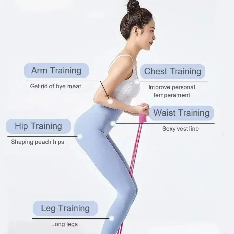 Widerstandsbänder, elastische Fitnessbänder für Sportübungen zu Hause, multifunktionaler, tragbarer elastischer Pedalzieher mit 4 Röhren