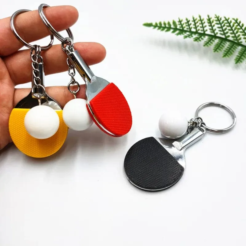 7 Farben niedliche Ping-Pong-Schläger-Anhänger, Souvenir, Tischtennisball, Schlüsselanhänger, Ballsport-Fans, Schlüsselanhänger, Geschenk, Ornament, Zubehör