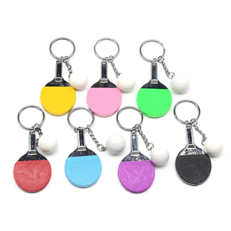 7 Farben niedliche Ping-Pong-Schläger-Anhänger, Souvenir, Tischtennisball, Schlüsselanhänger, Ballsport-Fans, Schlüsselanhänger, Geschenk, Ornament, Zubehör