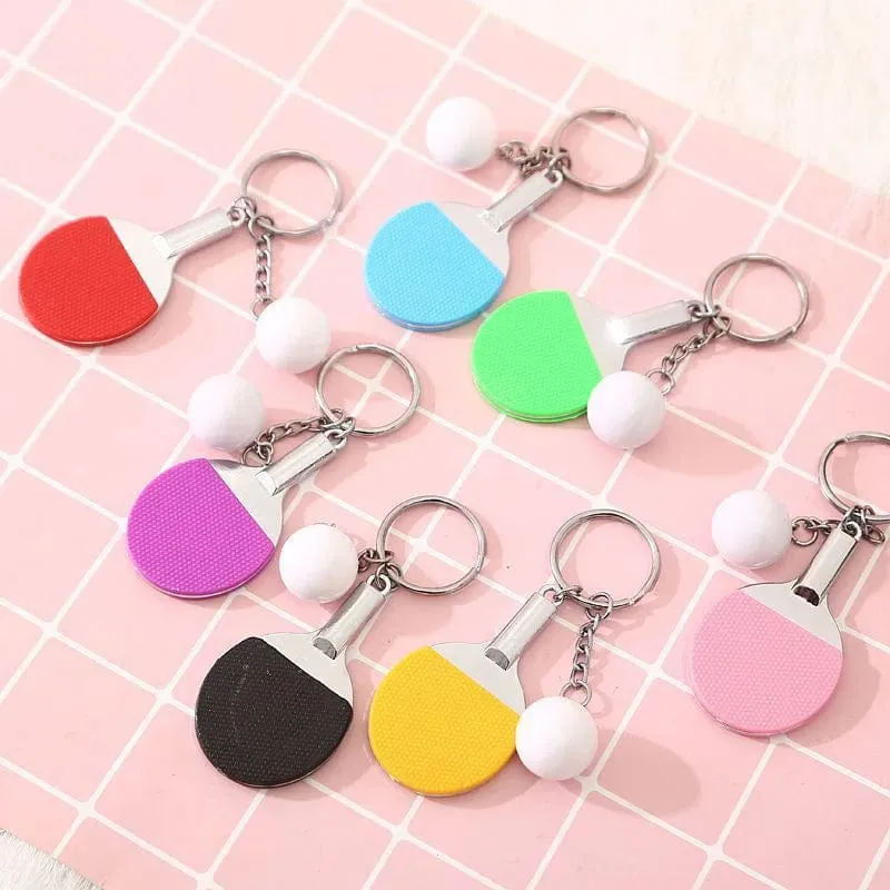 7 Farben niedliche Ping-Pong-Schläger-Anhänger, Souvenir, Tischtennisball, Schlüsselanhänger, Ballsport-Fans, Schlüsselanhänger, Geschenk, Ornament, Zubehör